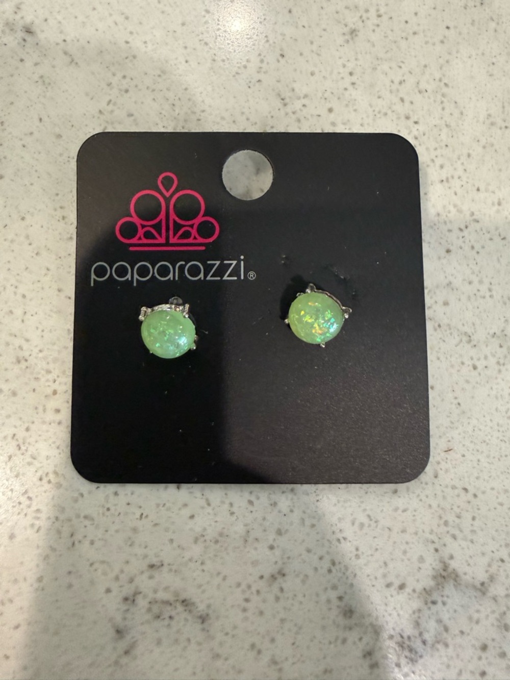 Paparazzi Lime Opal Stud Earrings